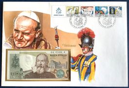 1985 Vatikan   Banknoten Brief mit Papst Reisen