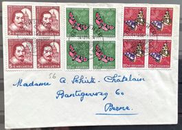 1956 Pro Juventute Brief mir Viererblöcke Gest.Bethlehem