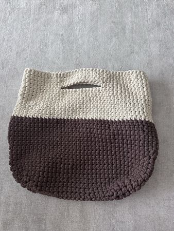 Handmade crochet bag two-tone beige brown new
