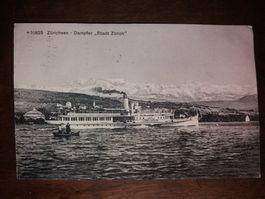 Alte Zürichsee-Postkarte, Dampfer "Stadt Zürich", 1916