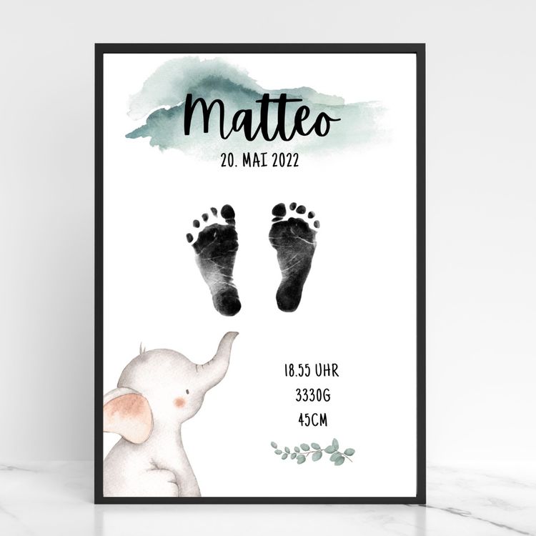 Personalisiertes Babyposter Elefant mit Ballon Kaufen auf Ricardo