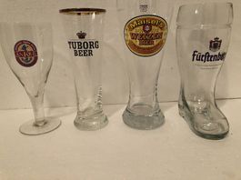 4 verschiedene Biergläser Ausland