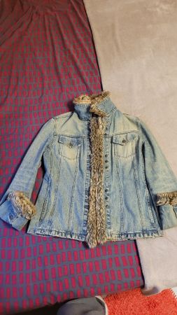 Veste en jean MNG avec fourrure, taille L,