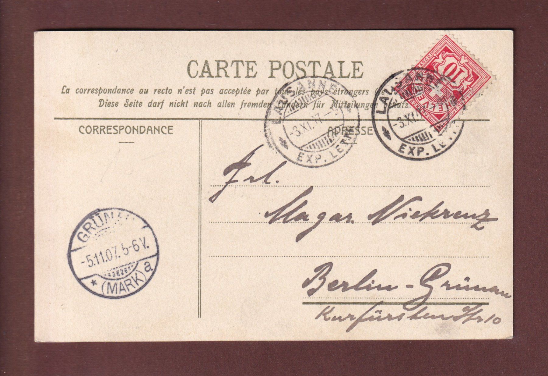 Cartoline postali: LAUSANNE - Château et Cathédrale - 1907 – Usato da Pully venduto da nicecards 1
