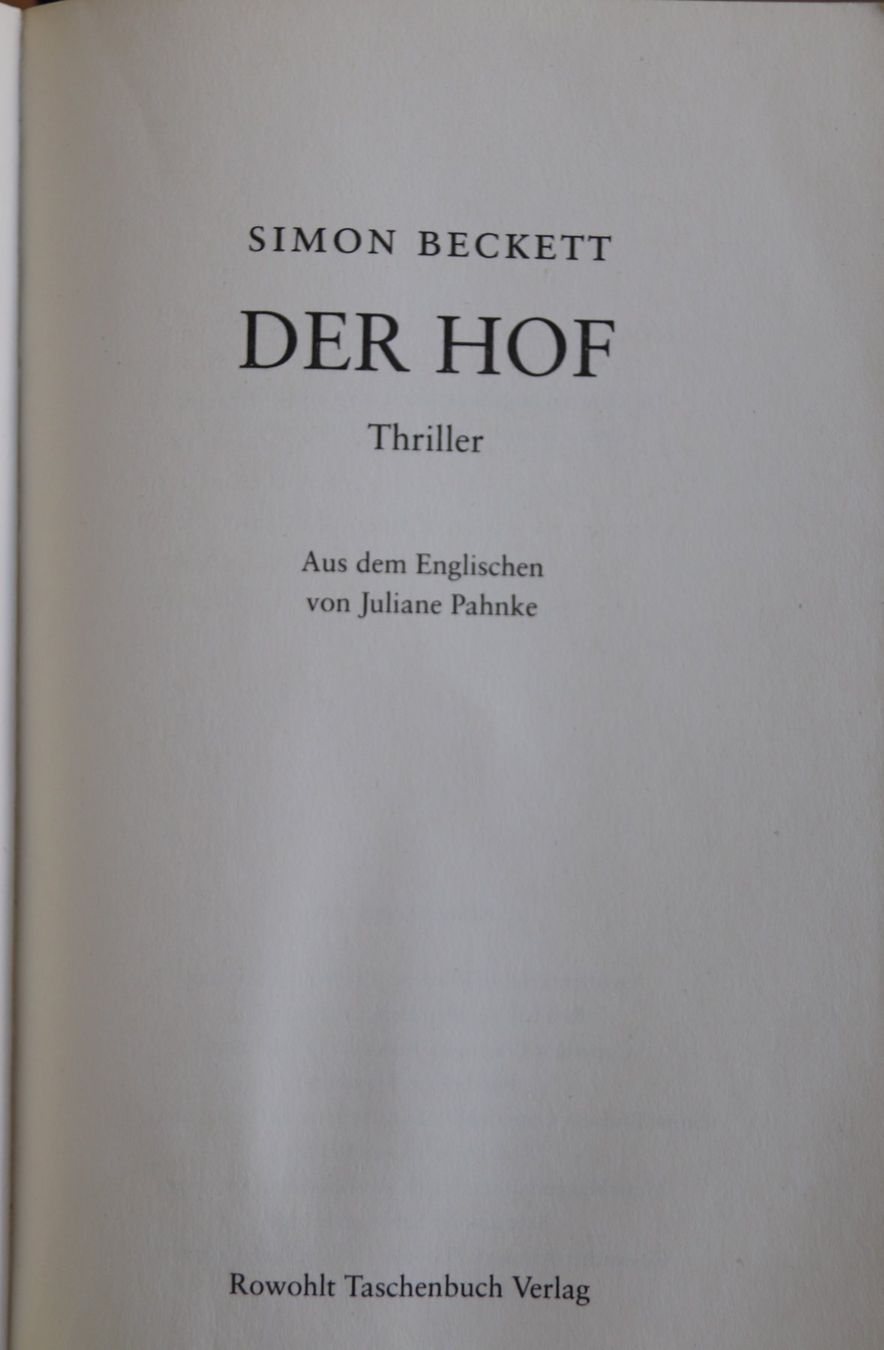 Libri: Der Hof von Simon Beckett – Usato da Glattfelden venduto da Vrenely 5