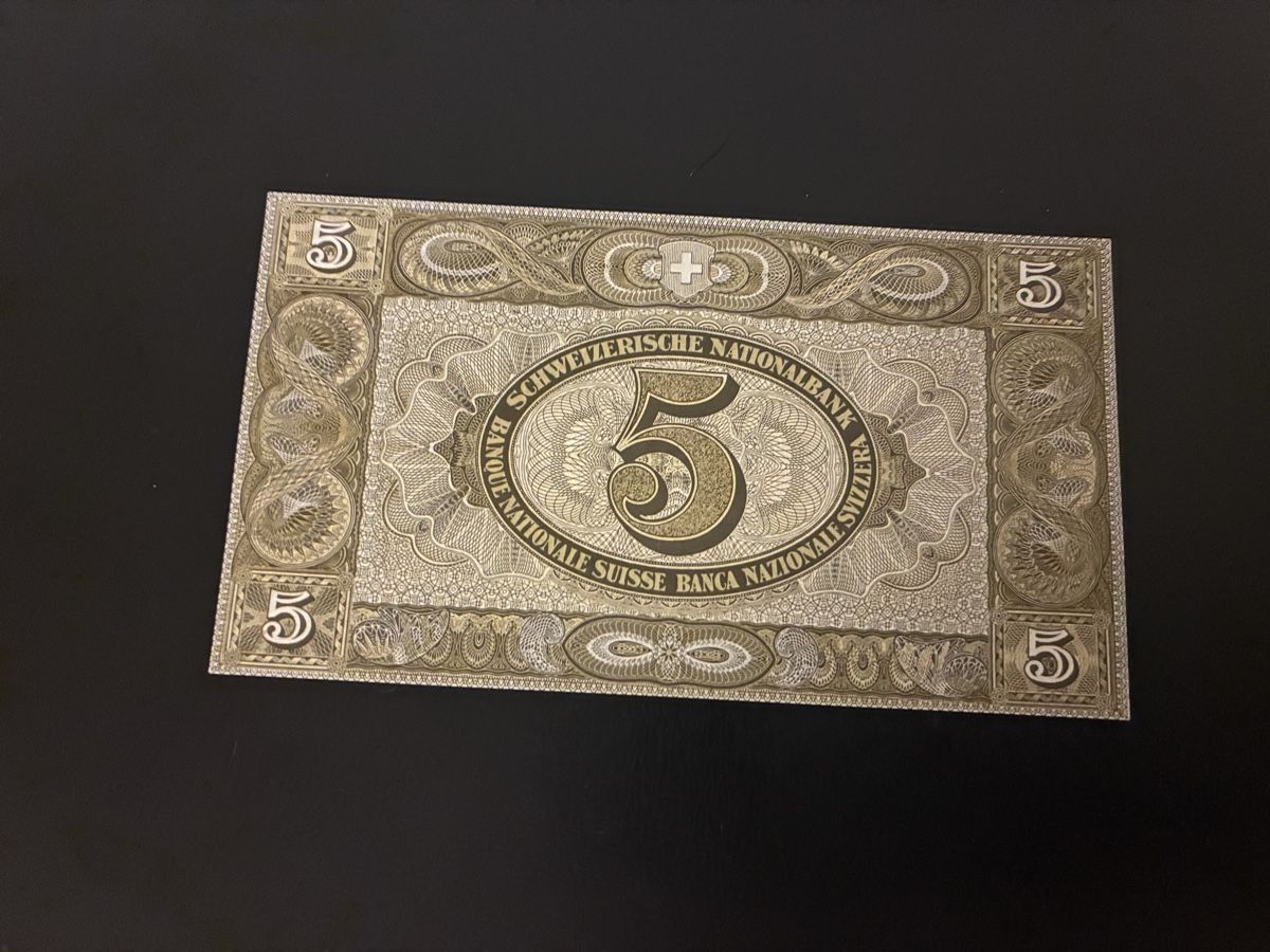 Banknoten: 5 Franken 1947 – Neu (gemäss Beschreibung) aus Dällikon von Woldbanknoten 2