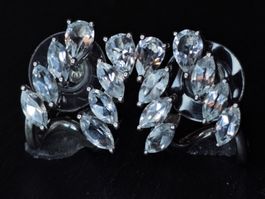 Weißtopas Ohrringe 925 Silber Platin ein Paar Ohrstecker