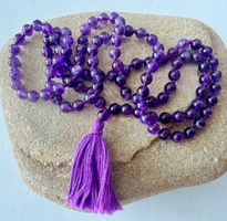 108 Amethyst Mala / Schmuckkette geknüpft Meditation Unikat