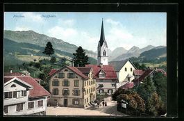 Nesslau, Dorfplatz mit Kirche, Häuser u