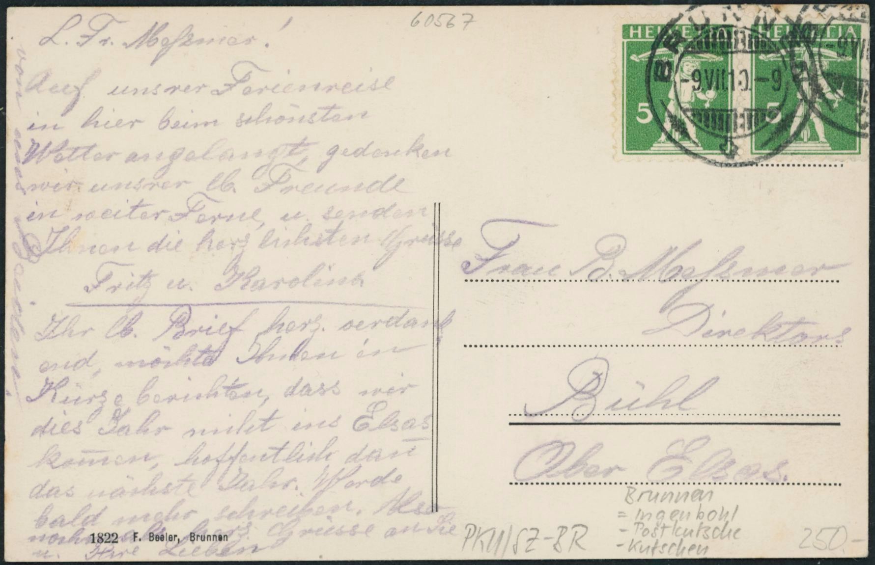 Cartoline postali: SZ Brunnen - Postkutsche - Kutsche - Ingenbohl – Usato da Schindellegi venduto da leecollect 1