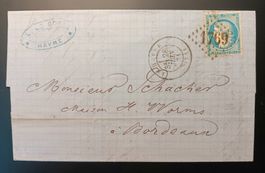 FRANKREICH LE HAVRE, Sonderstempel 1769 nach BORDEAUX 1871