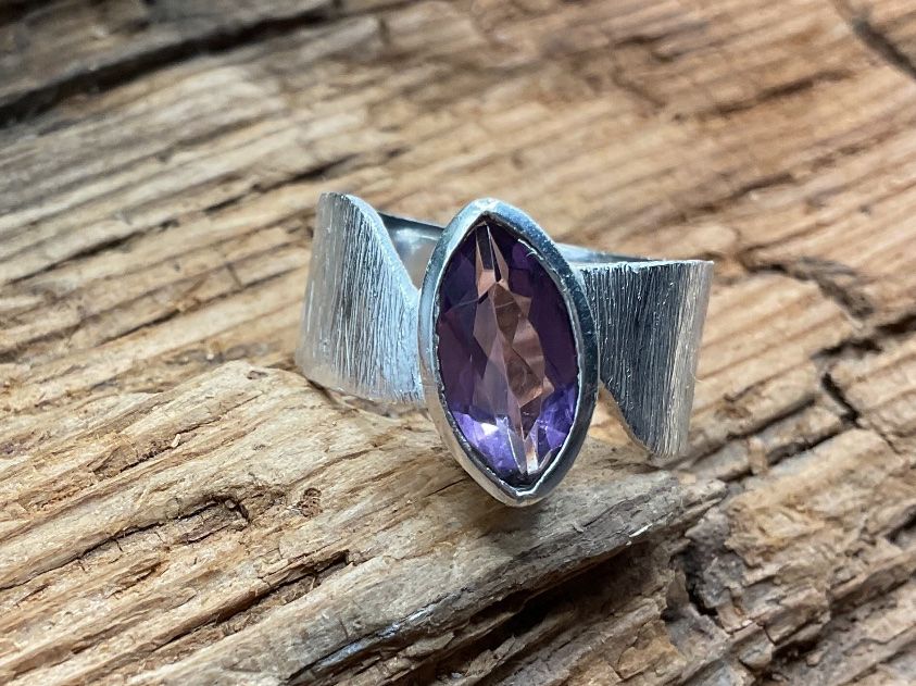 Anelli: Silberring Handarbeit mit Amethyst, Gr.55 – Nuovo (secondo la descrizione) da Luzern venduto da S.Kern01 4