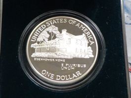 USA Eisenhower Centennial 1890 -1990 - 1 dollar Ag.900