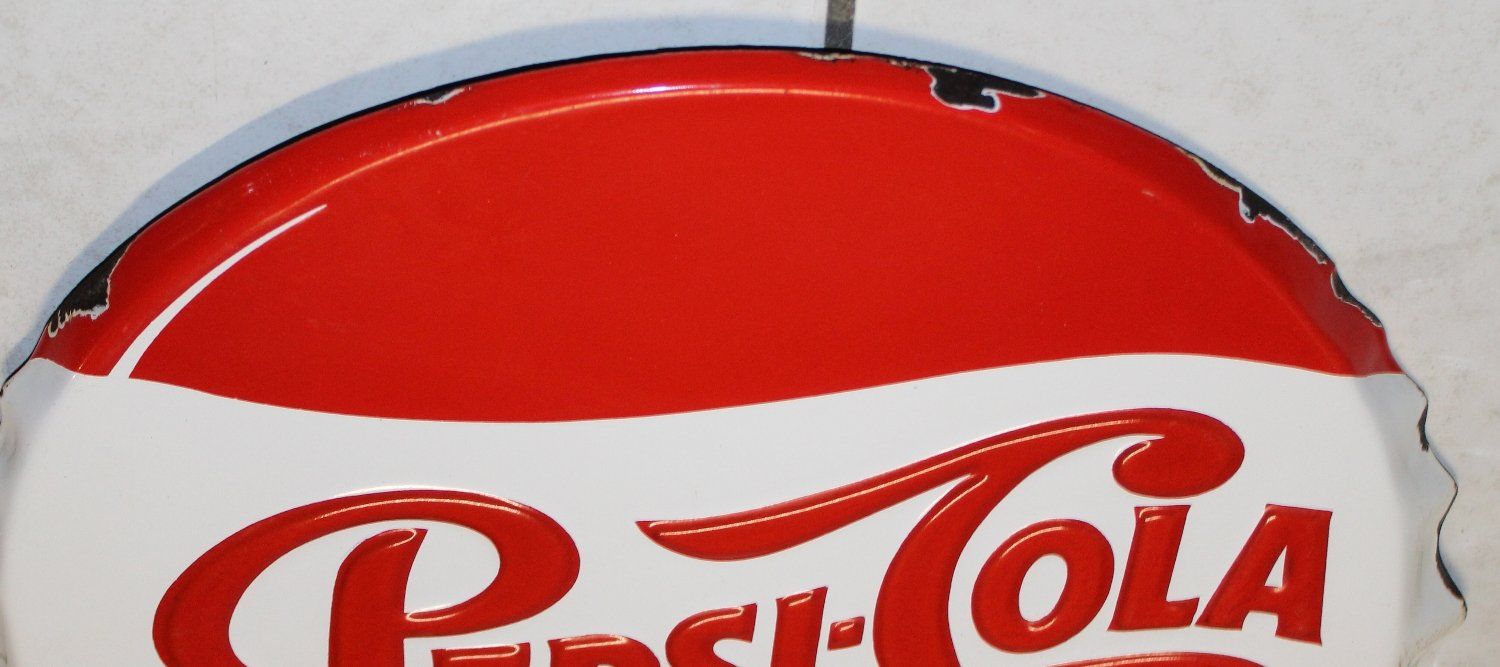 Pepsi Schilder: Pepsi Cola Kronkorken Emailschild 50s – Gebraucht aus Lüchingen von Aw67 4