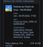 Billet Chant du gros 04.09.2026