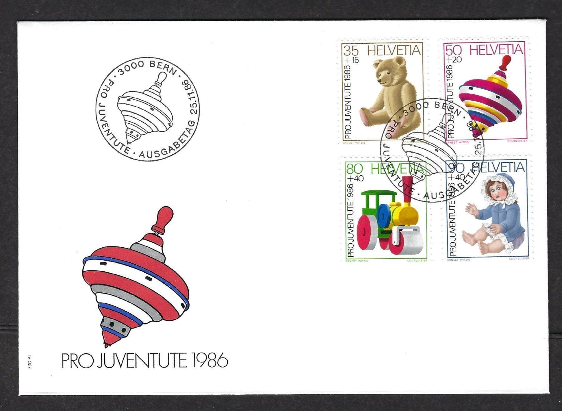 Tutti i francobolli: Pro Juventute 1986, Ersttagsbrief – Usato da Luzern venduto da Einh0rn