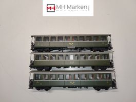 Bemo 3-teiliges Personenwagenset grün RhB DC H0m ohne OVP