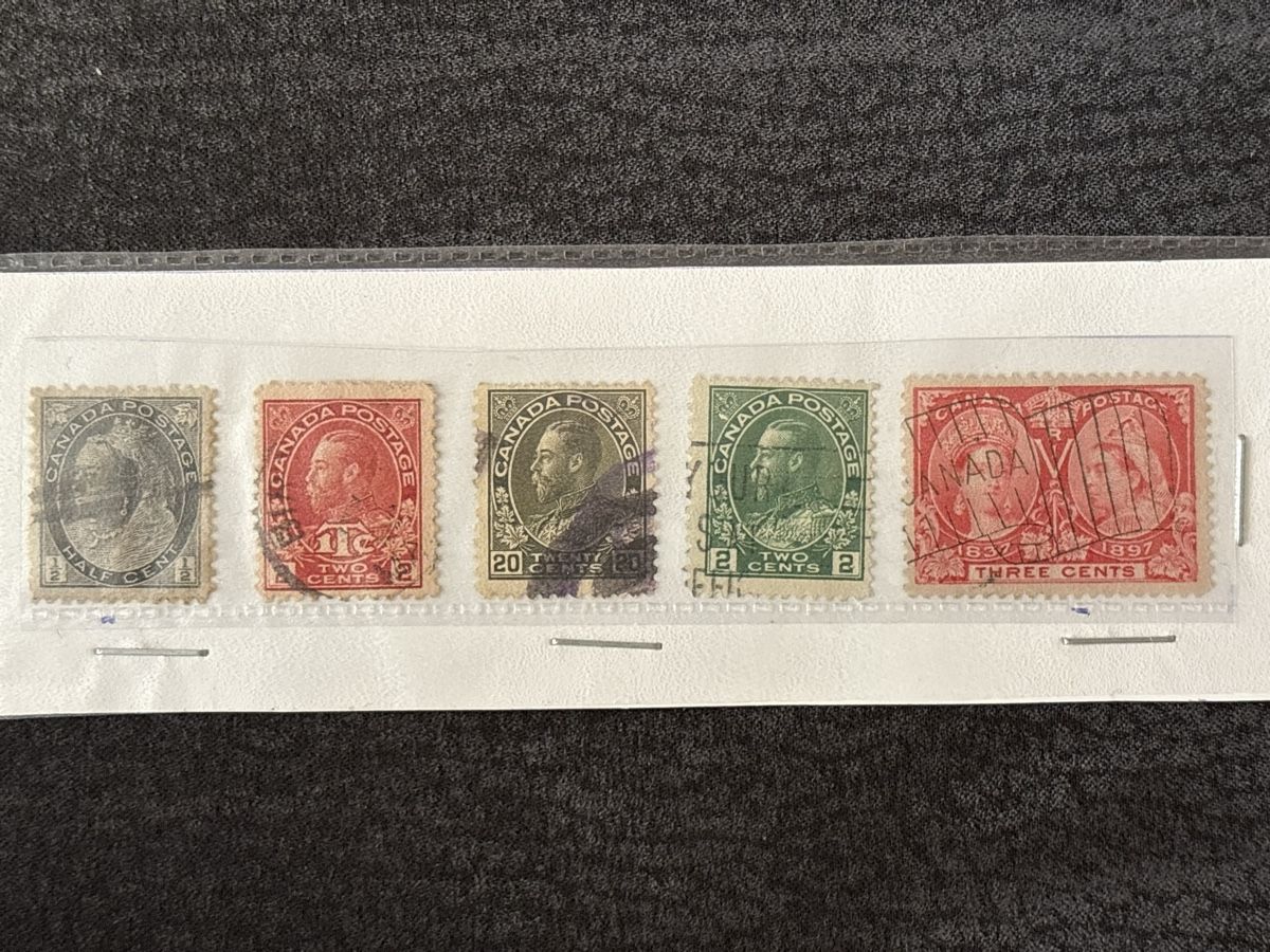Alle Briefmarken: Timbres Canada 5 pièces différentes 1897 – Gebraucht aus Carouge GE von irma016