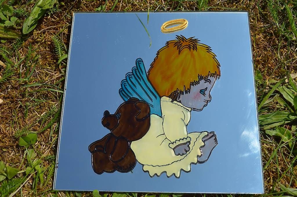Specchi: Création de petits miroirs peints, Lot de 5: Les Anges 15x15 – Nuovo (secondo la descrizione) da Roche VD venduto da pre_h85m