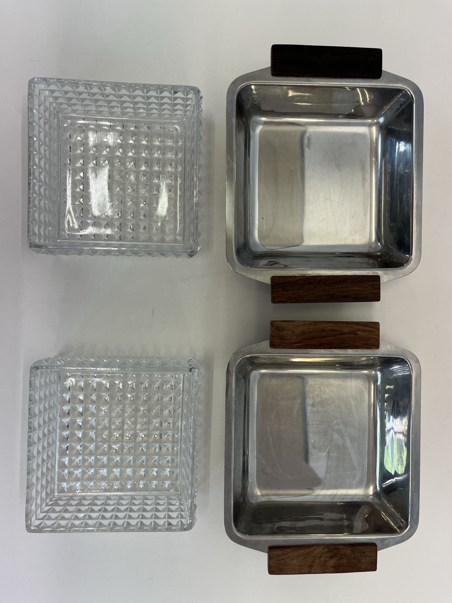 Servierplatten: Tablett Set Metall Glas Retro – Gebraucht aus Zürich von sluty 4