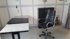 Black Office Furniture Set: Desk, Chair, Cabinet, Shelves
