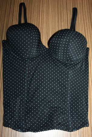 Korsage Bustier BELDONA schwarz m. weissen Punkten Gr. 75B
