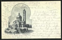 Zürich, Kirche in Enge, Lichtdruck Vorläufer, gelaufen 1902