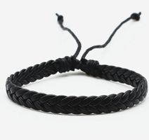 LEDERARMBAND SCHWARZ, EINSTELLBAR VON 16-25CM NEU