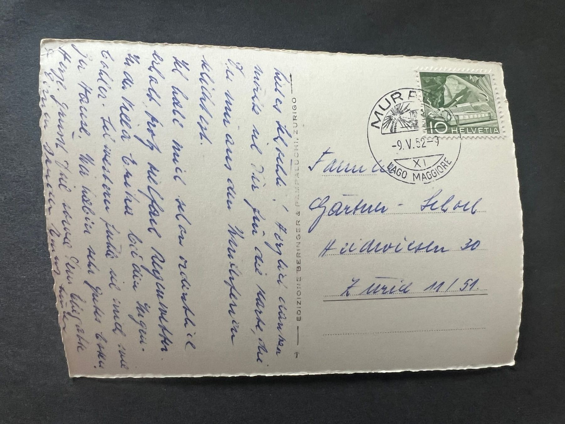 Cartes postales: Ansichtskarte Locarno1952    (M165) – D'occasion à Hinwil par Sidi4 1