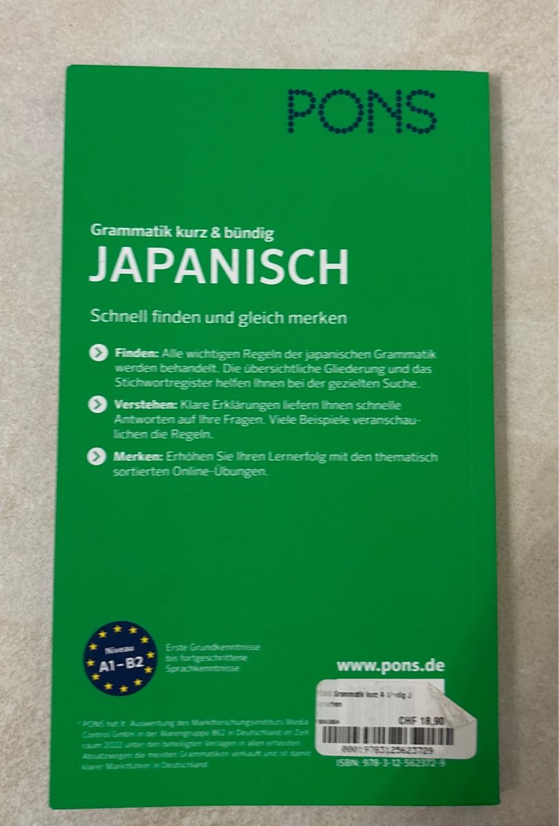 Libri: PONS Japanese Grammar Short and Concise A1-B2 – Nuovo (secondo la descrizione) da Winterthur venduto da hoangbrehm2011 1