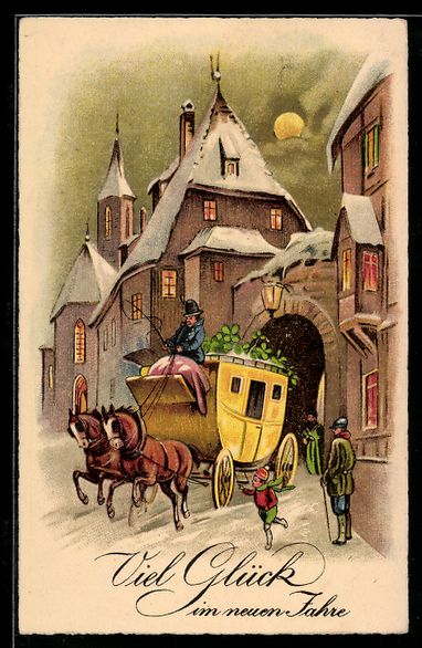 Cartoline postali: Postkutsche erreicht die verschneite Sta – Usato da Berlin venduto da bartko-reher