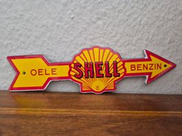 Emailschild Shell Tankstelle Zapfsäule Garage Emaille Schild