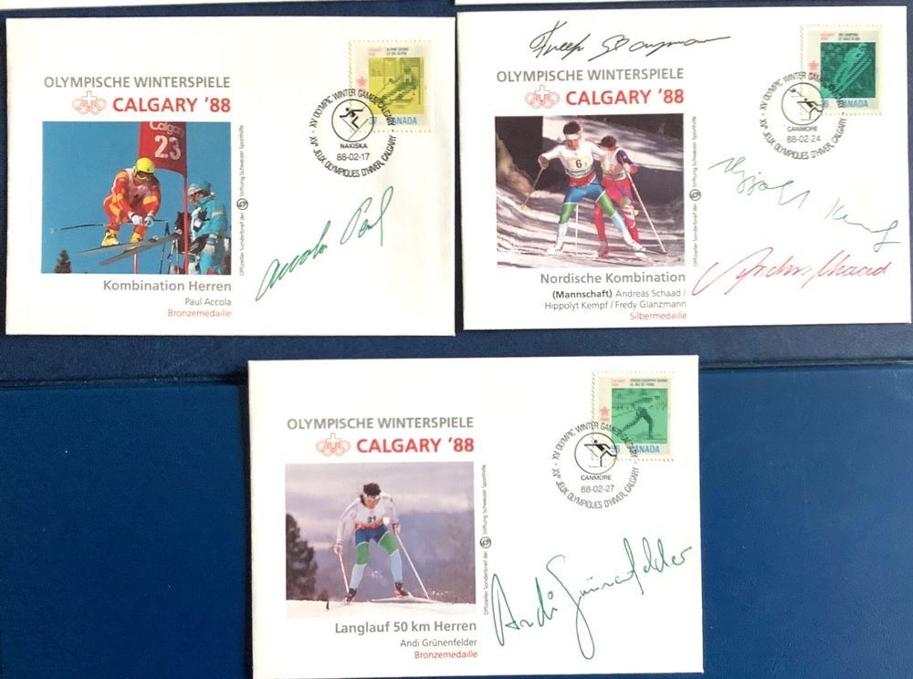 Tutti i francobolli: 1988 Olympia Winterspiele Calgary 3 Briefe mit Autogramme – Nuovo (secondo la descrizione) da Liestal venduto da Skunk02