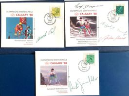 1988 Olympia Winterspiele Calgary 3 Briefe mit Autogramme