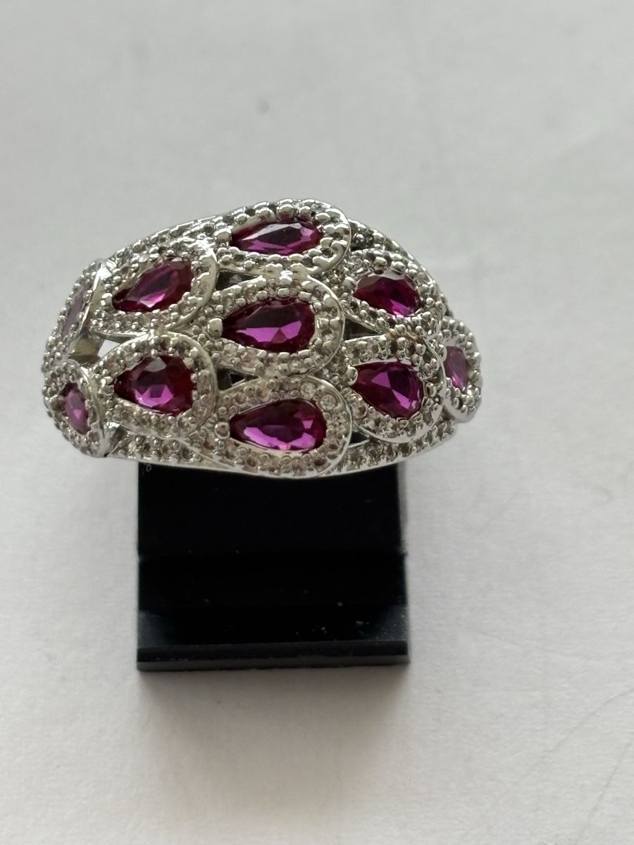 Ringe: Silber Ring 925  mit pinken Steinen – Gebraucht aus Langnau am Albis von flusspflege 1