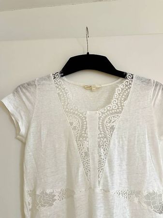 T-Shirt Top aus Leinen & Spitze von Maje in Gr 1/ 36