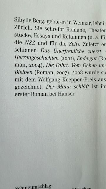 Libri: Sibylle Berg: Der Mann schläft, gebunden – Usato da Winterthur venduto da ing_pd8f 3
