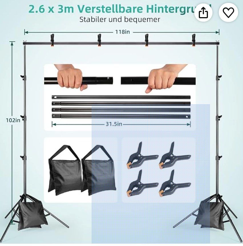 Altri Accessori: FOTO-STUDIO-SET MIT HINTERGRUNDSYSTEM UND BELEUCHTUNG – Nuovo (secondo la descrizione) da Bühler venduto da Ravioli5 1