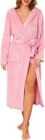 Damen Bademantel flauschig lang | Fleece | Kapuze | M