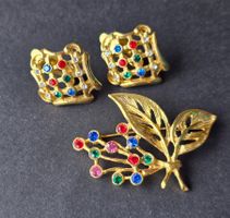 Vintage Schmuck Brosche + Ohrclips