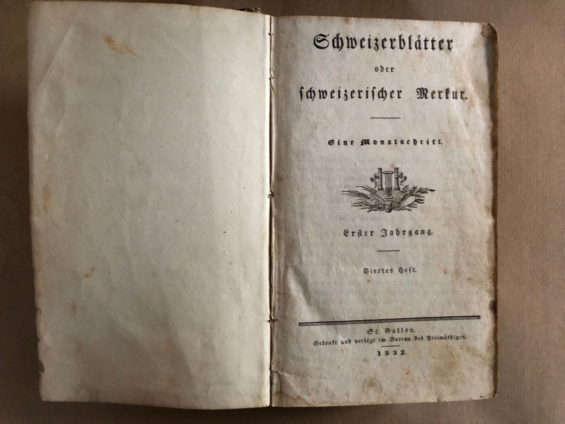 Bücher: Schweizerblätter oder schweizerischer Merkur. 1832 – Gebraucht aus Zürich von allp 2