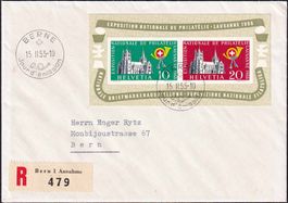 1955 Lausanner-Block Nr. W35, auf R-FDC BERNE 15.ll.55, (f).