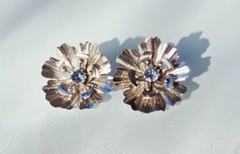 OHRSCHMUCK STECKER BLÜTE STRASSSTEIN SCHMUCK TOP ZU KETTE