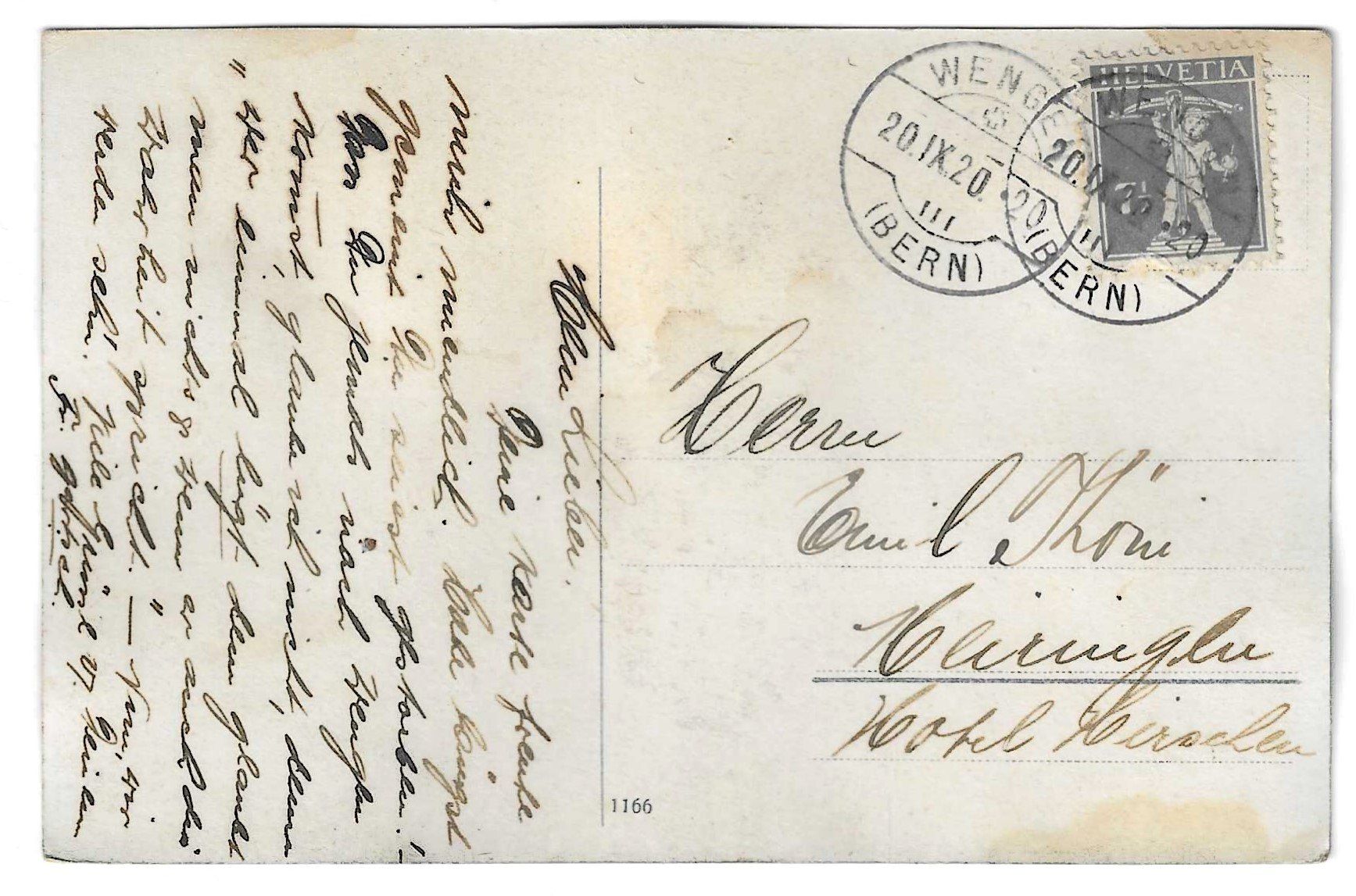 Cartoline postali: Lütschine und Jungfrau 4166 m. – Usato da Kloten venduto da kanschweiz 1