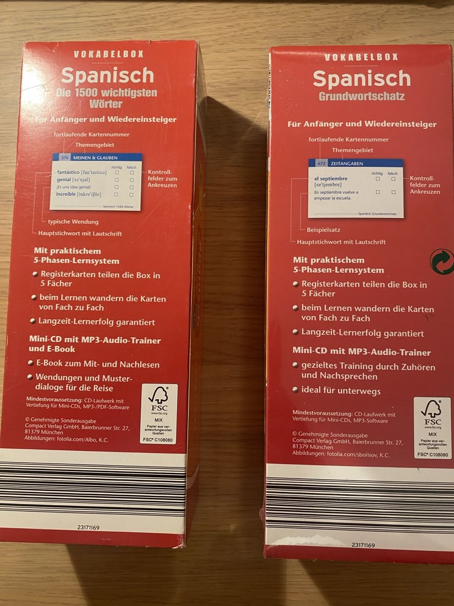 Altro materiale scolastico: 2 Spanisch Vokabelboxen – Nuovo (secondo la descrizione) da Embrach venduto da gab_p67g 1