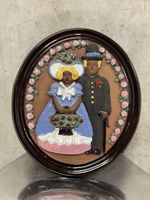 Wandteller Gabriel Sweden Keramik mit Figuren Paar 25cm