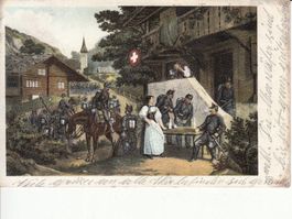Motivkarte Rast bei Wirtshaus, 1904