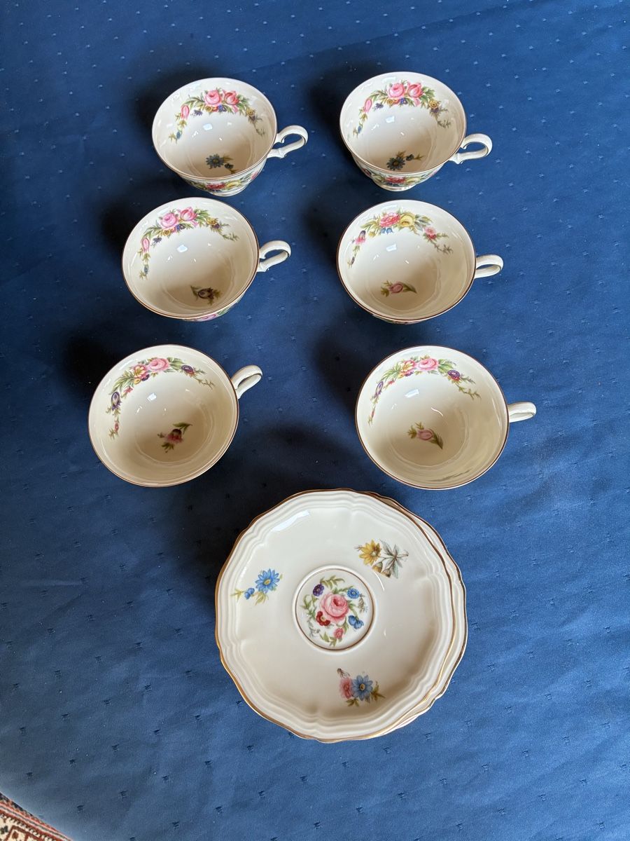 Rosenthal Tassen: Rosenthal 6 Moccatassen mit Blumendecor  – Gebraucht aus Dornach von Rosengarten
