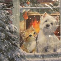 Serviette  westie & kittin (1066) 2Stk.