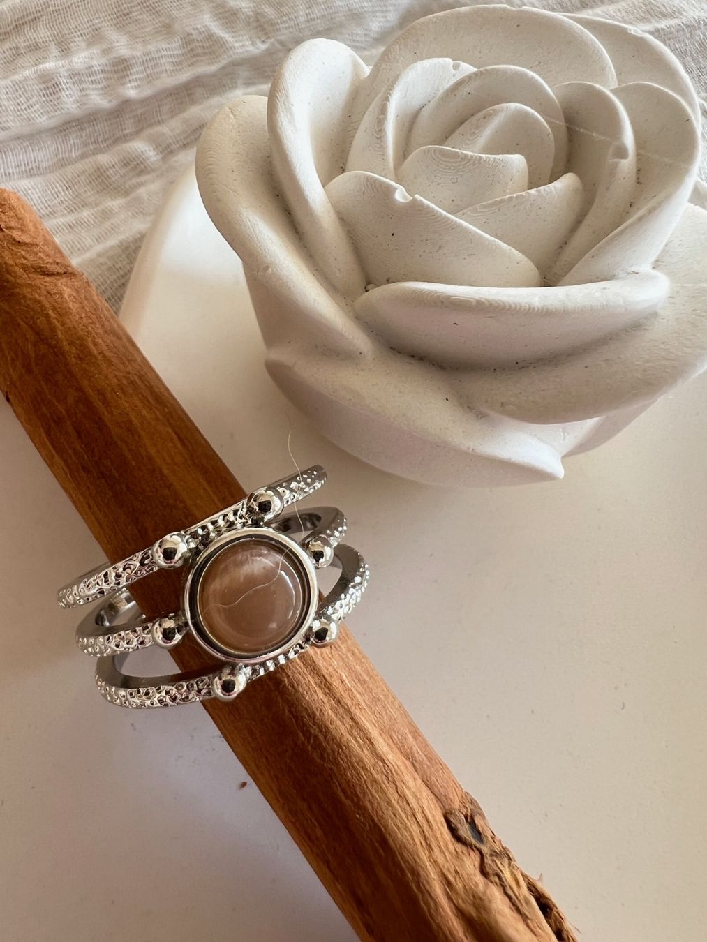 Anelli: Bague avec pierre de soleil - Sonnenstein edelstahlring – Nuovo (secondo la descrizione) da Pully venduto da sunaddict 2